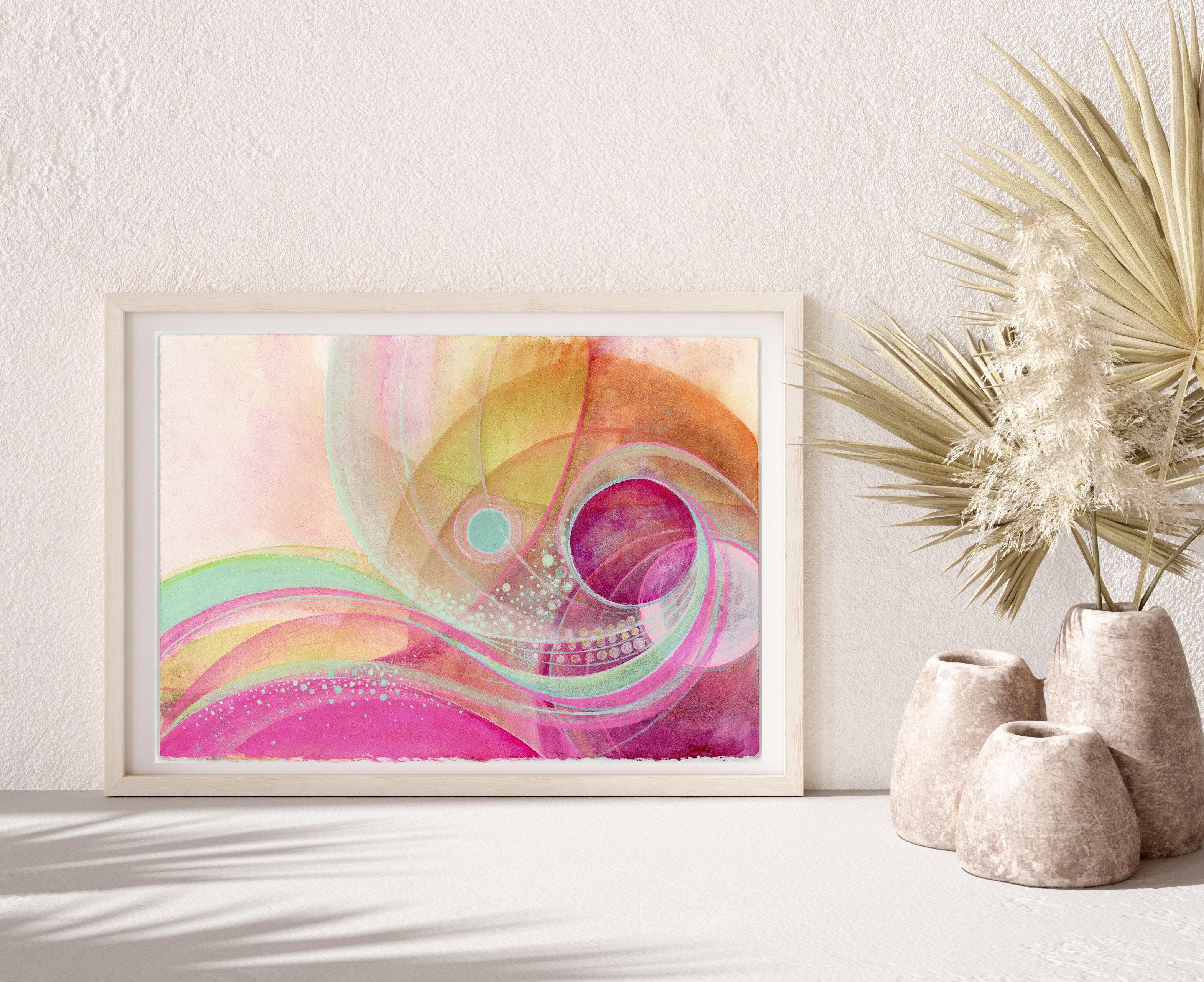 Beyond Space and Time | 5x7 inch original abstract painting | energy art