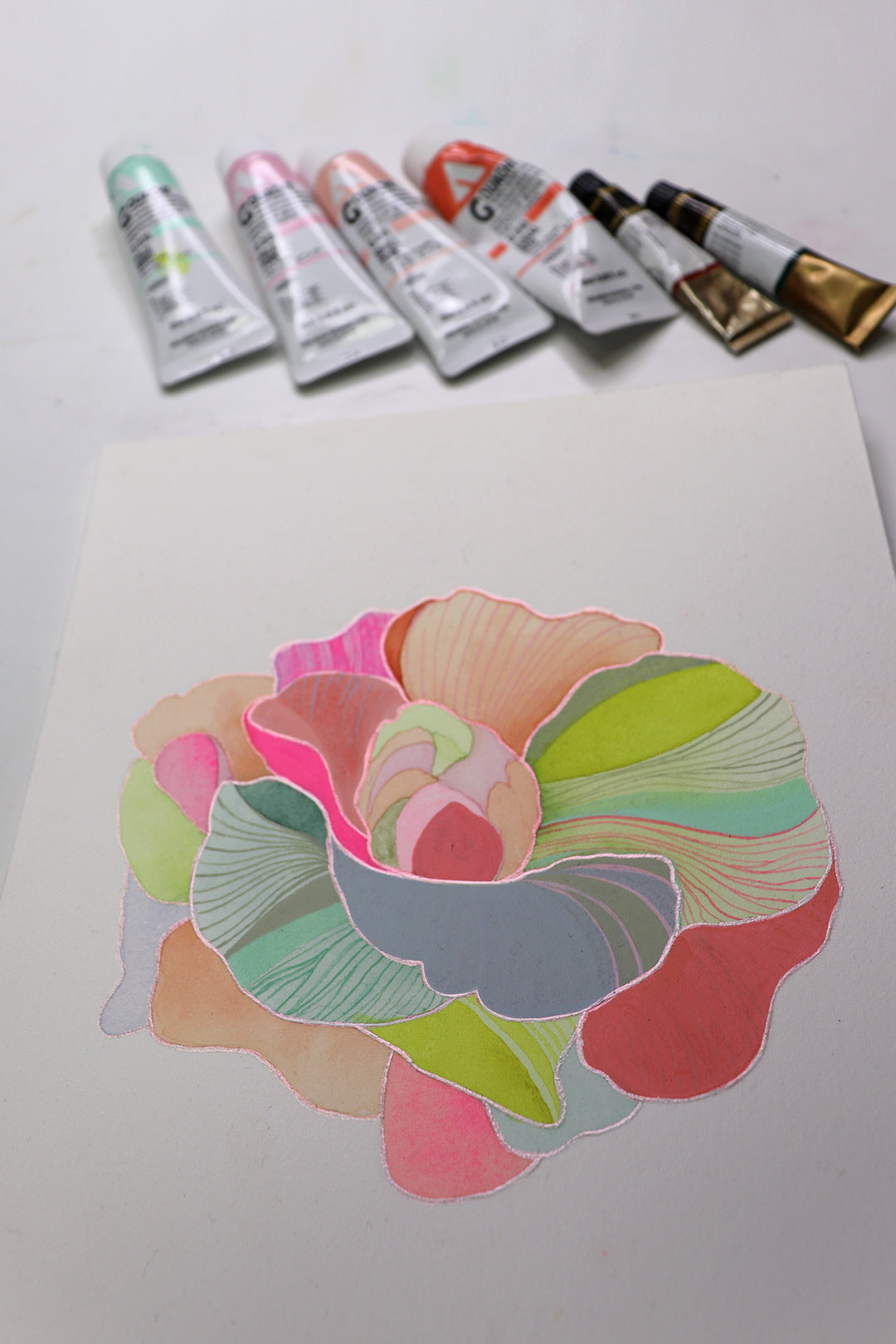 "The Divine as Flower" | 7x9 inch | Watercolor, gouache, acrylic