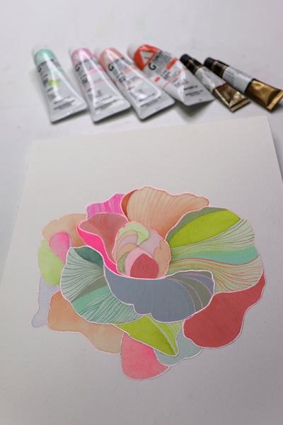 "The Divine as Flower" | 7x9 inch | Watercolor, gouache, acrylic