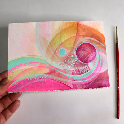 Beyond Space and Time | 5x7 inch original abstract painting | energy art