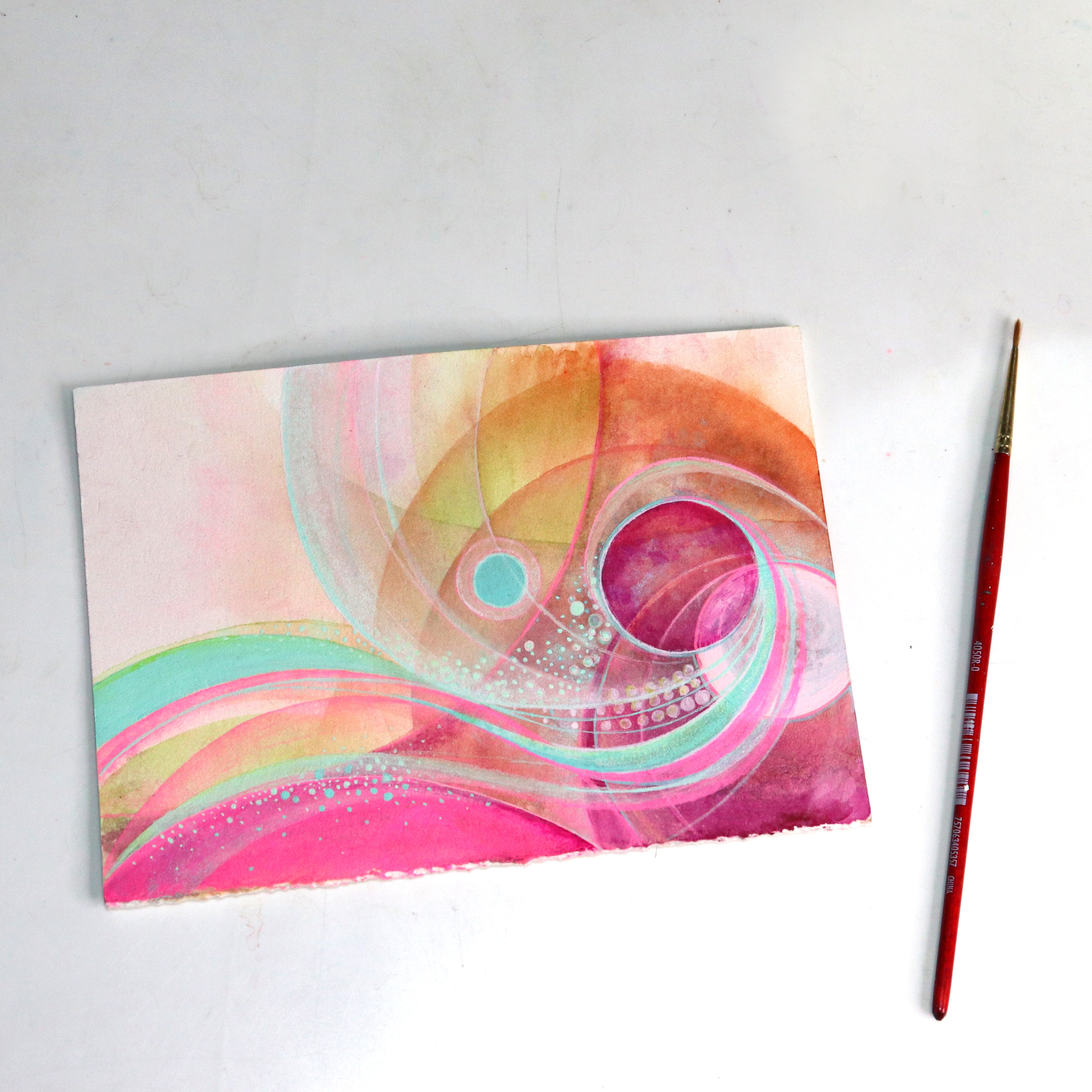 Beyond Space and Time | 5x7 inch original abstract painting | energy art